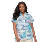 Plus Size Croft & Barrow&reg; Button Front Camp Shirt, Women's, Size: 3xl, Med Blue