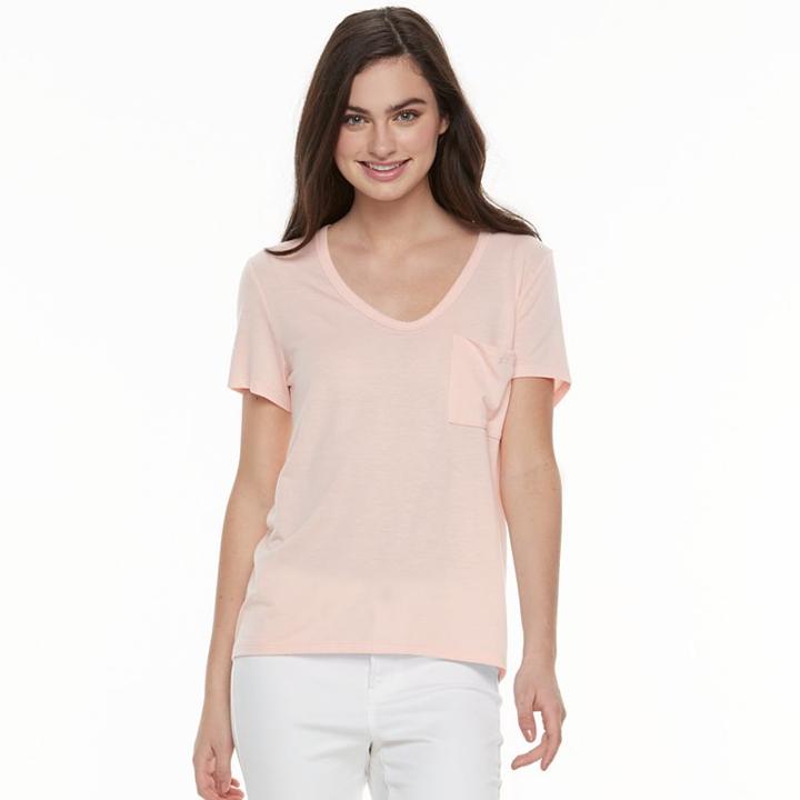 Juniors' So&reg; Voop Neck Tee, Teens, Size: Medium, Lt Orange