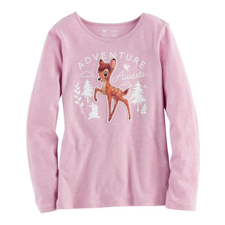 Disney's Bambi Girls 4-7 Velvet & Glitter Graphic Tee By Jumping Beans&reg;, Size: 6, Light Pink