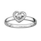 Stacks And Stones Sterling Silver Diamond Accent Openwork Heart Stack Ring, Women's, Size: 8, Grey