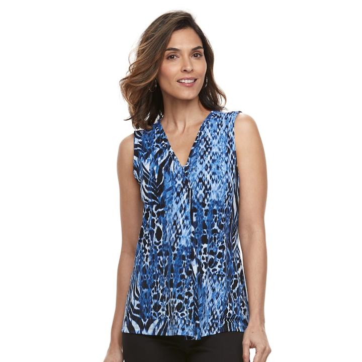 Women's Dana Buchman Pleated V-neck Tank, Size: Xl, Brt Blue