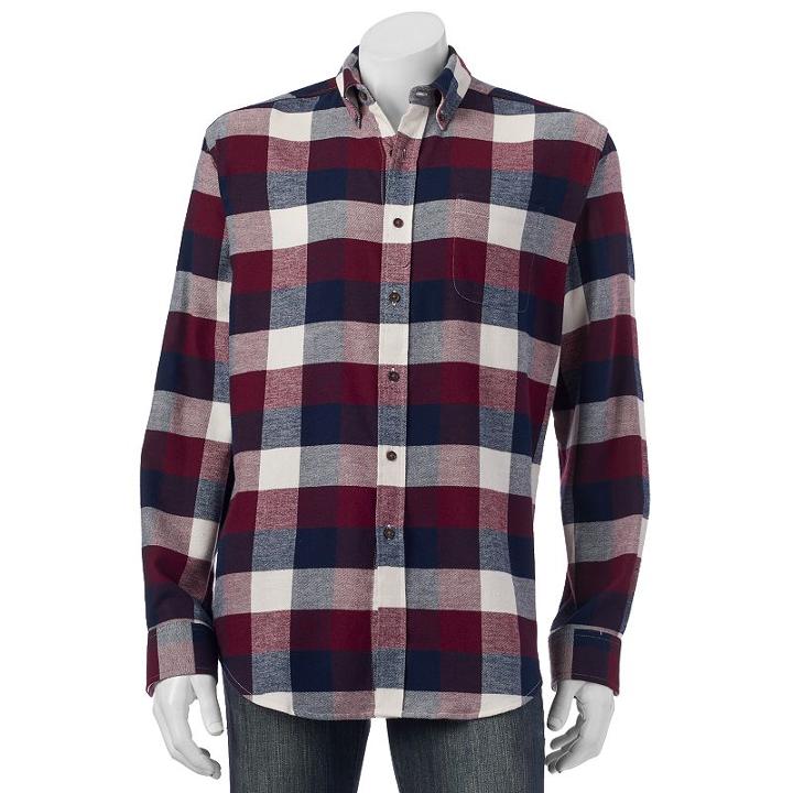 Men's Croft & Barrow&reg; Classic-fit Plaid Flannel Button-down Shirt, Size: Medium, Dark Red