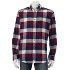 Men's Croft & Barrow&reg; Classic-fit Plaid Flannel Button-down Shirt, Size: Medium, Dark Red