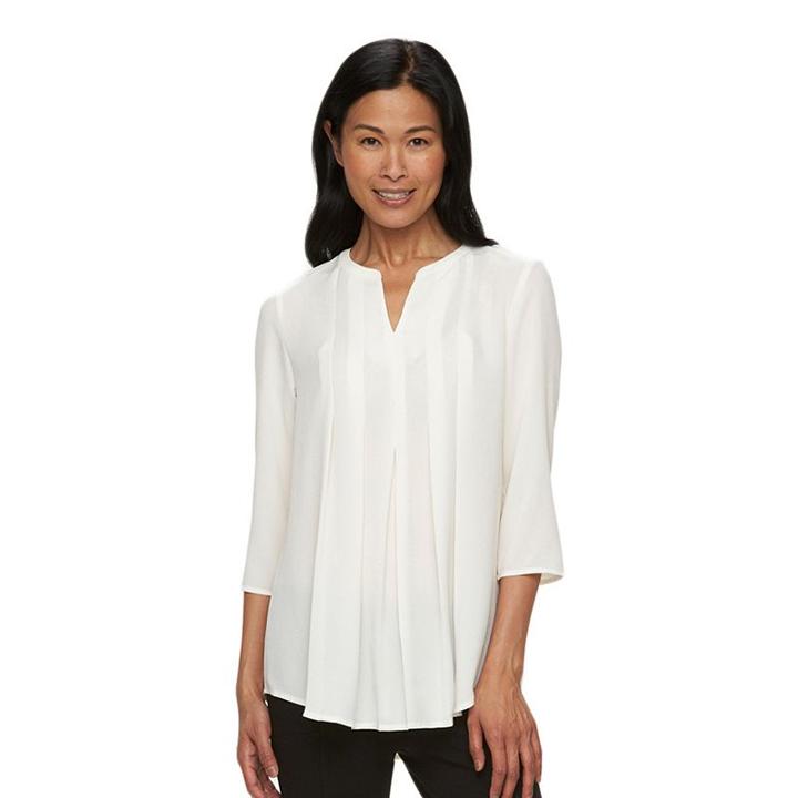 Women's Croft & Barrow&reg; Pleated Crepe Tunic, Size: Small, White