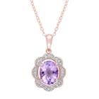 Stella Grace Rose Gold Tone Sterling Silver Amethyst & 1/10 Carat T.w. Diamond Pendant Necklace, Women's, Size: 18, Purple