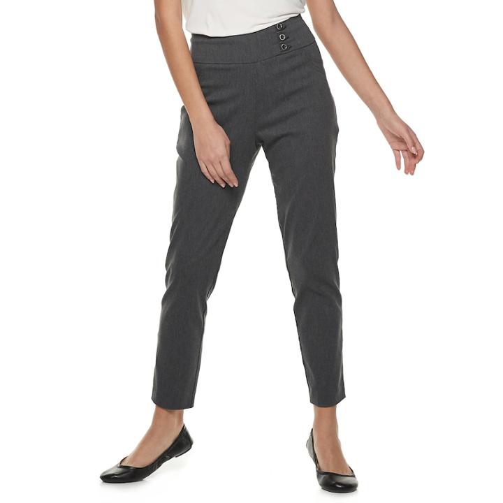 Women's Studio 253 Buttoned Millennium Ankle Pants, Size: Medium, Grey (charcoal)