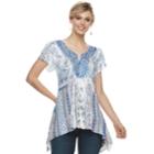 Women's World Unity Crochet Medallion Top, Size: Large, Blue