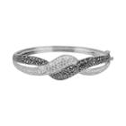 Lavish By Tjm Sterling Silver Crystal Twist Bangle Bracelet - Made With Swarovski Marcasite, Women's, Brown