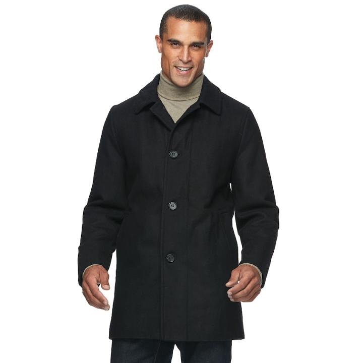 Big & Tall Ike Behar Seville Classic-fit Wool-blend Top Coat, Men's, Size: L Tall, Black