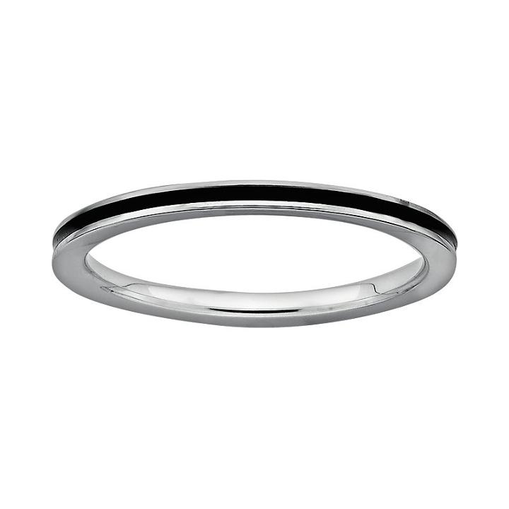 Stacks And Stones Sterling Silver Black Enamel Stack Ring, Women's, Size: 7