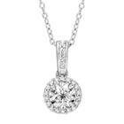 Sterling Silver 1/5 Carat T.w. Diamond Halo Pendant Necklace, Women's, Size: 18, White