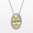 Siri Usa By Tjm Sterling Silver Canary And White Cubic Zirconia Oval Frame Pendant, Women's, Size: 18, Yellow