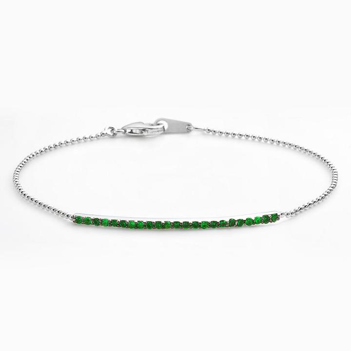Sophie Miller Sterling Silver Simulated Emerald Bar Link Bracelet, Women's, Size: 7