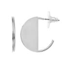 Geometric Half Moom Hoop Earrings, Women's, Silver