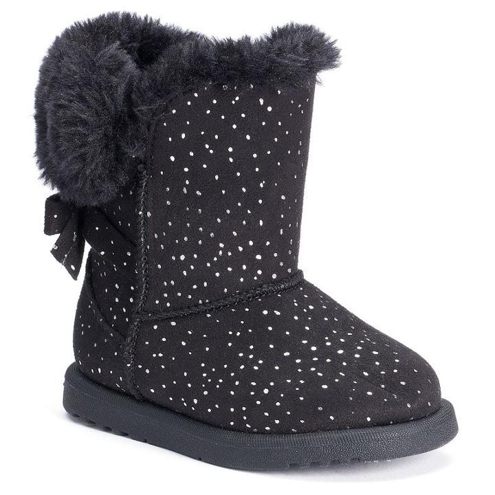 Jumping Beans&reg; Toddler Girls' Sparkly Pom-pom Boots, Girl's, Size: 5 T, Black