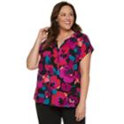 Plus Size Dana Buchman Geometric Placket Top, Women's, Size: 0x, Dark Pink