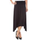 Women's Ab Studio Black Shark-bite Midi Skirt, Size: Small