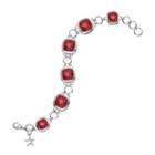 Houston Astros Legend Silver Tone Red Glass Logo Charm Bracelet, Women's, Size: 7.5, Grey