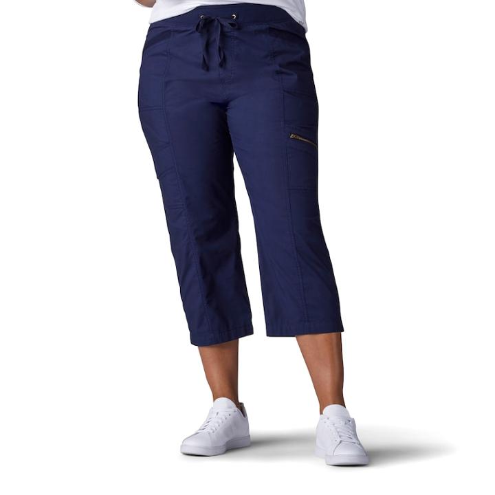 Plus Size Lee Margeaux Poplin Pull-on Capris, Women's, Size: 16 - Regular, Dark Blue