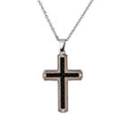Lynx Two Tone Ion-plated Stainless Steel Cross Pendant - Men, Size: 22, Pink
