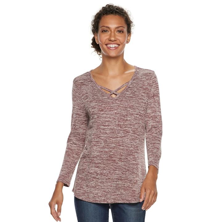 Women's Sonoma Goods For Life&trade; Supersoft Crisscross Tee, Size: Medium, Dark Red