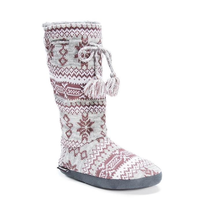 Muk Luks Women's Grace Tall Boot Slippers, Size: Large, Blue (navy)