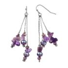 Purple Bead & Simulated Stone Nickel Free Linear Drop Earrings, Women's, Med Purple