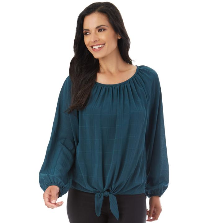 Women's Apt. 9&reg; Tie Front Top, Size: Medium, Dark Green