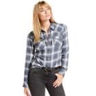 Women's Levi's Classic Tailored Western Plaid Shirt, Size: Small, Blue