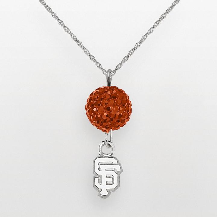 Logoart San Francisco Giants Sterling Silver Crystal Ball Pendant, Women's, Size: 18, Orange