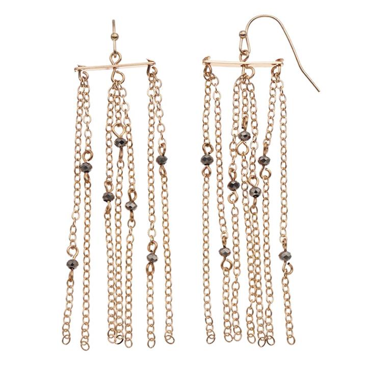 Lc Lauren Conrad Beaded Chain Nickel Free Drop Earrings, Women's, Grey