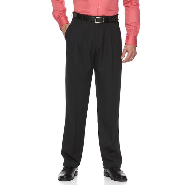 Men's Croft & Barrow® Classic-fit Easy-care Pleated Dress Pants, Size: 34x30, Black