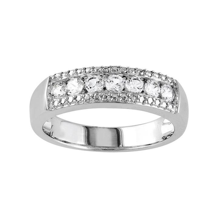 Sterling Silver Lab-created White Sapphire Engagement Ring, Women's, Size: 5