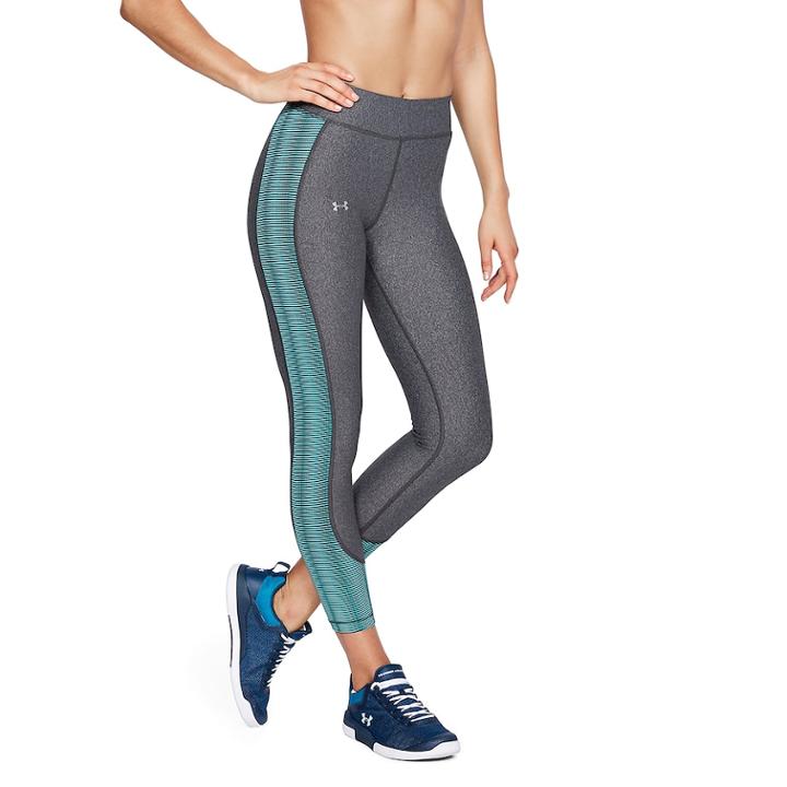 Women's Under Armour Jacquard Ankle Leggings, Size: Large, Grey (charcoal)