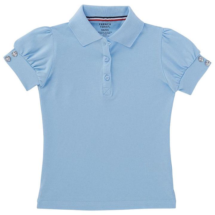 Girls 4-20 & Plus Size French Toast Rhinestone Button School Uniform Polo Shirt, Girl's, Size: 6-6x, Blue
