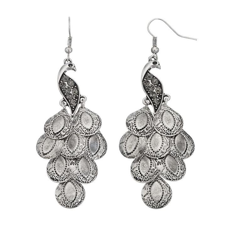 Mudd&reg; Peacock Kite Earrings, Girl's, Silver
