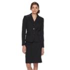 Women's Le Suit Solid Jacquard Suit Jacket & Pencil Skirt Set, Size: 12, Black