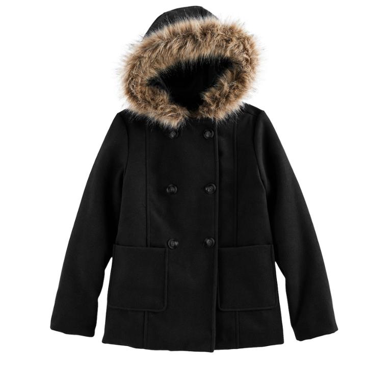 Girls 6-16 So&reg; Peacoat, Size: 6-6x, Black