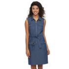 Women's Sharagano Denim Shirt Dress, Size: 14, Blue