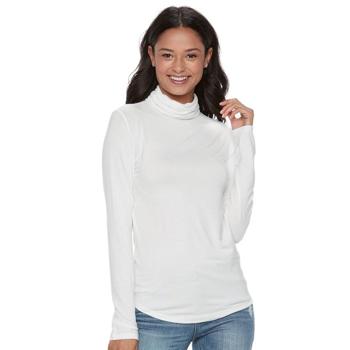 Juniors' So&reg; Long Sleeve Turtleneck Top, Teens, Size: Xl, White