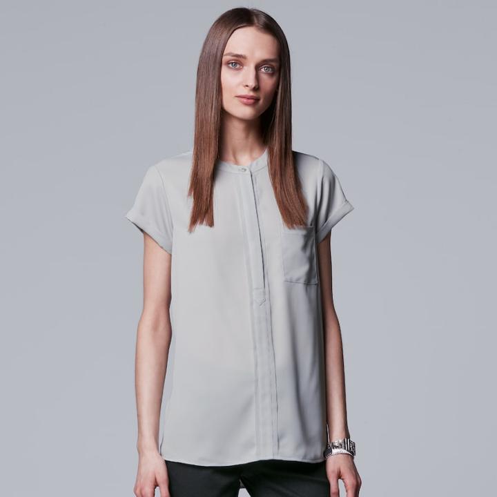 Women's Simply Vera Vera Wang Essential Popover Top, Size: Xl, Light Grey