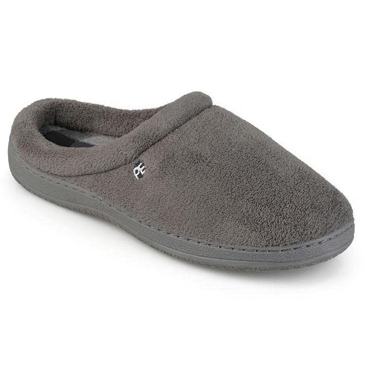 Perry Ellis Men's Fleece Clog Slippers, Size: Medium, Grey
