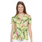 Women's Caribbean Joe Button Front Camp Shirt, Size: Medium, Yellow Oth