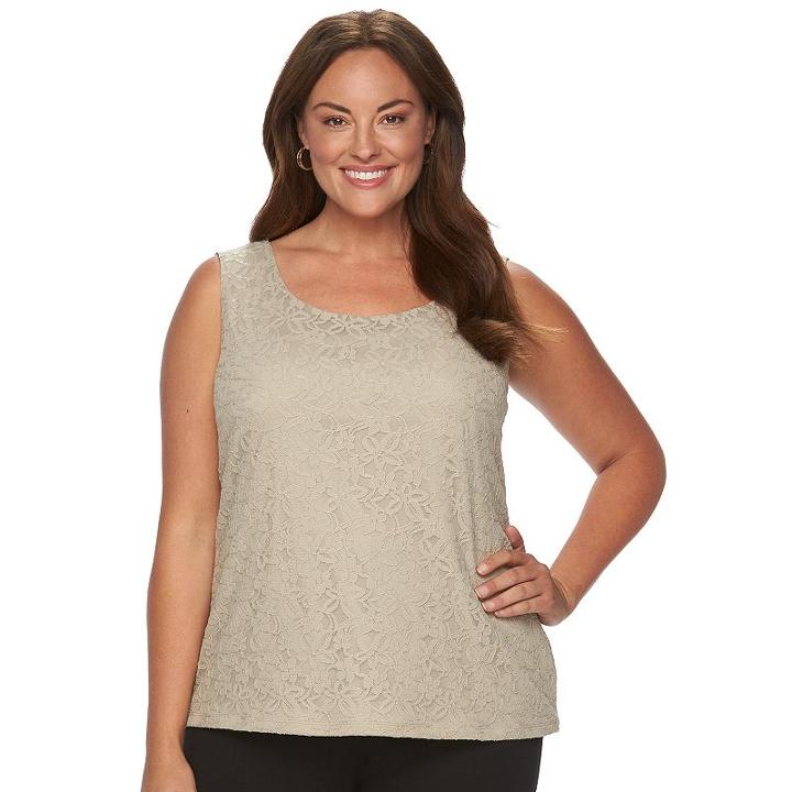 Plus Size Dana Buchman Essential Lace Tank, Women's, Size: 3xl, Med Beige