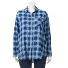 Juniors' Plus Size Mudd&reg; Plaid Tunic Shirt, Girl's, Size: 1xl, Med Blue