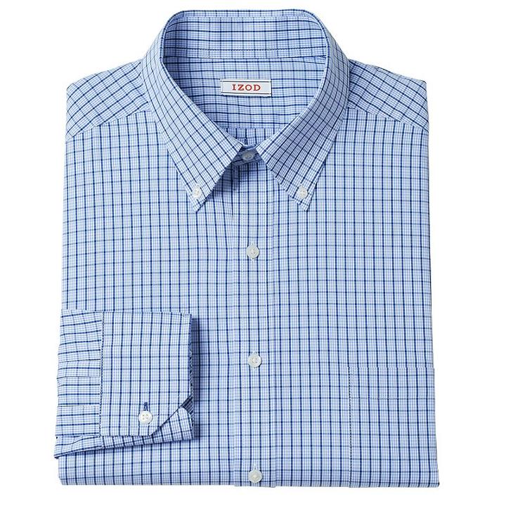 Men's Izod Regular-fit Plaid Stretch Dress Shirt - Men, Size: L-34/35, Blue Other