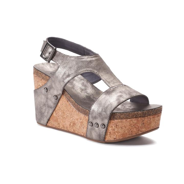 Sugar Junebug Women's Platform Wedge Sandals, Size: Medium (8.5), Grey