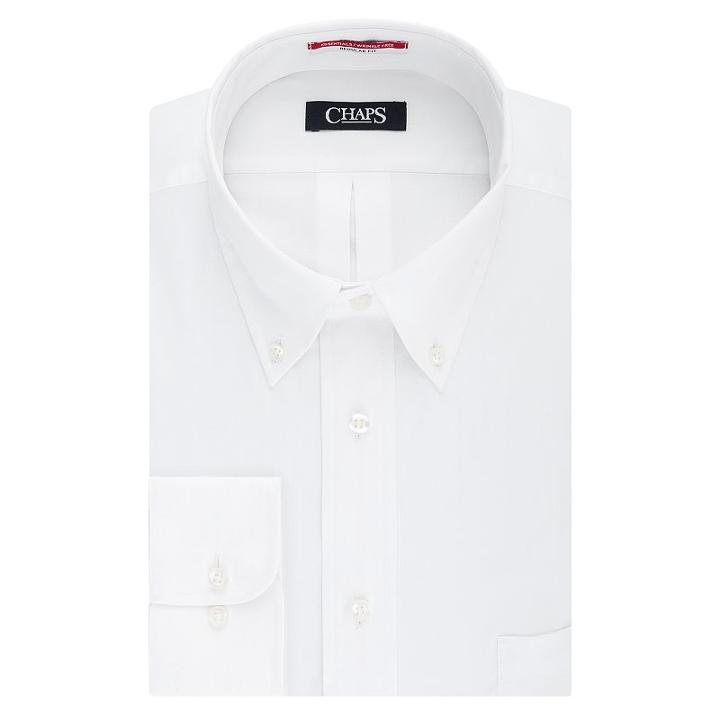 Men's Chaps Regular-fit No-iron Stretch-collar Dress Shirt, Size: 17.5-32/33, White