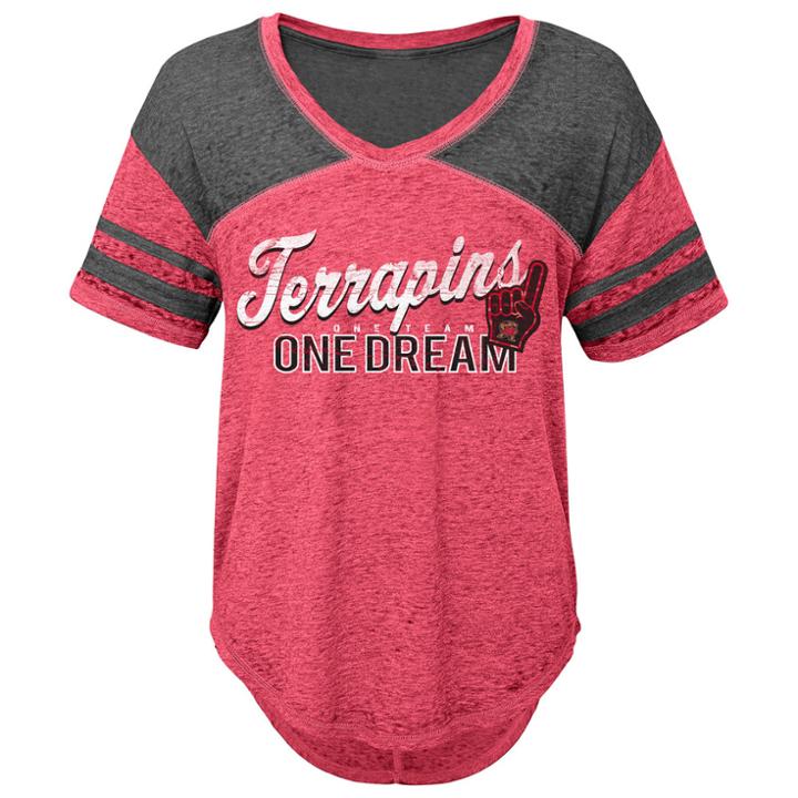 Juniors' Maryland Terrapins Football Tee, Women's, Size: Large, Red