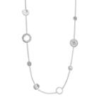 Long Disc & Circle Station Necklace, Women's, Silver